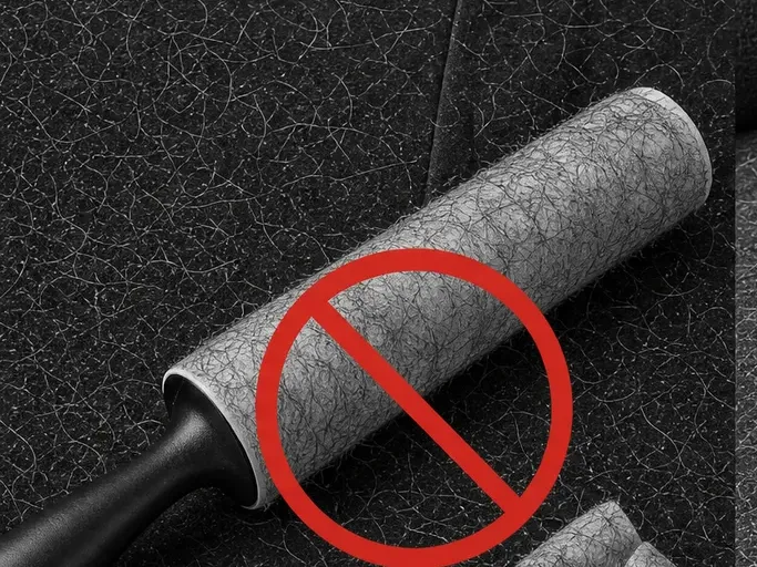 Lint roller and used sheets marked as a failed method