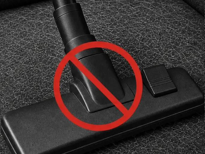 Vacuum head on a cushion marked as a failed method